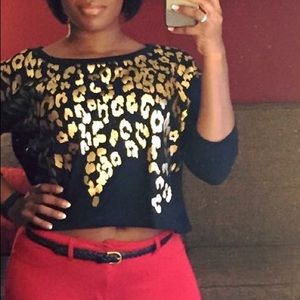 Gold Animal Print Crop Top